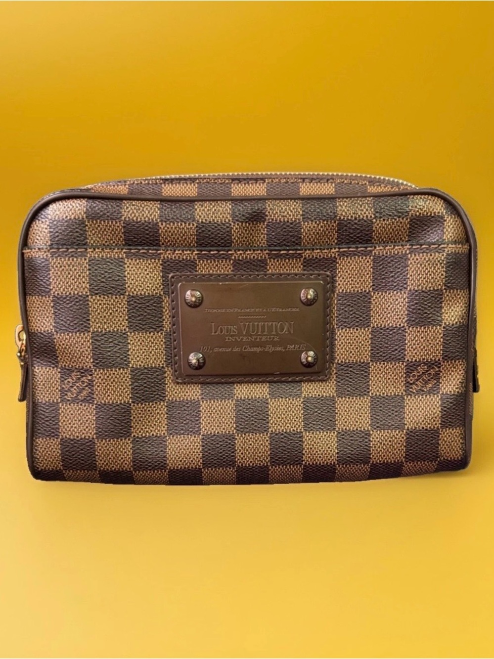 Louis Vuitton Damier Ebene Brooklyn Bum Bag Leather Crossbody Purse Handbag Bag